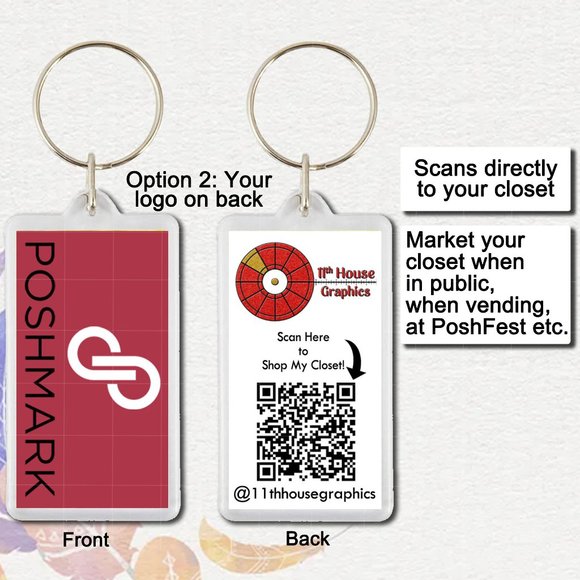 Poshmark Custom Keychain Shop My Closet Seller QR Code Swag PoshFest - Picture 3 of 5